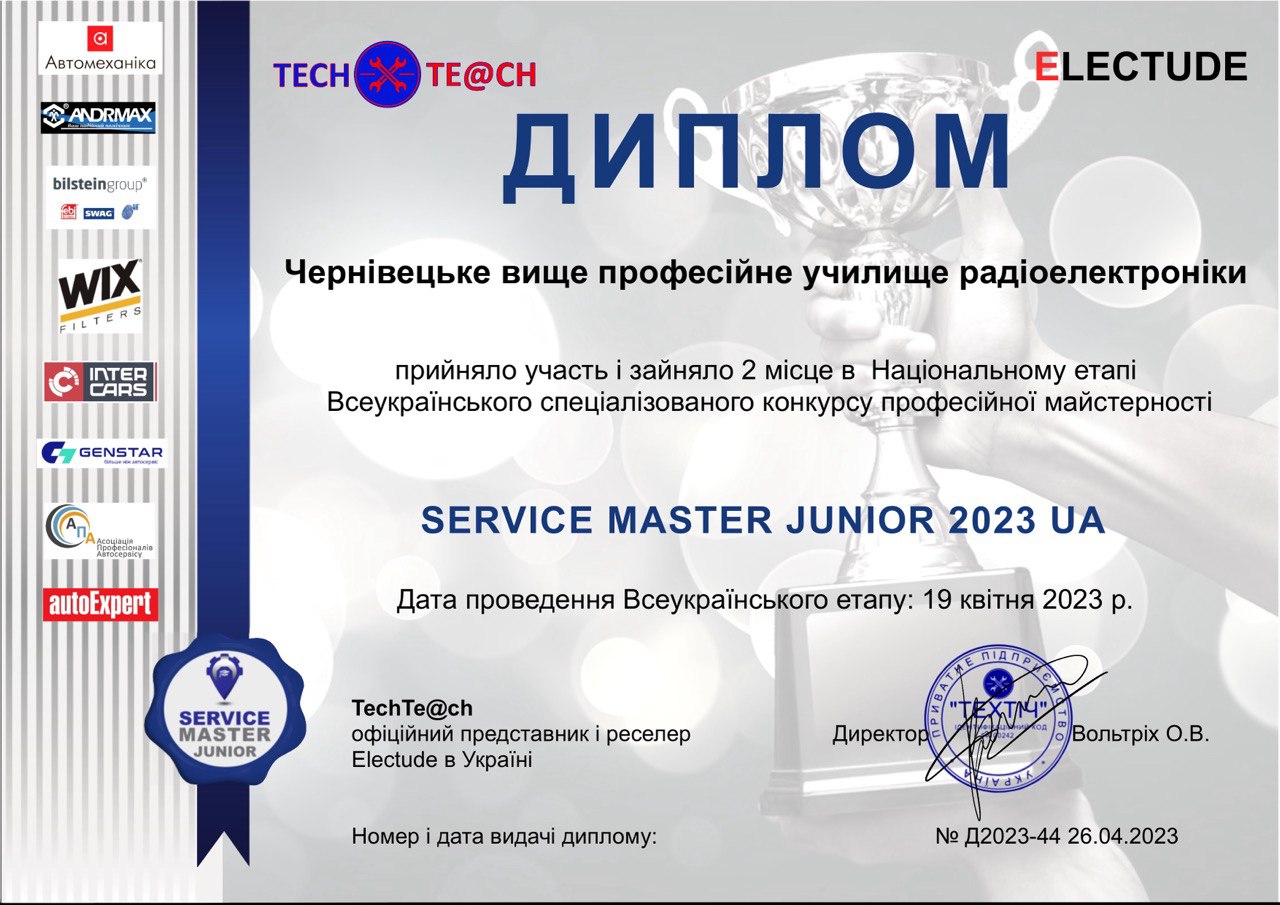 Команда училища – переможці Всеукраїнського конкурсу Service Master Junior 2023 UA